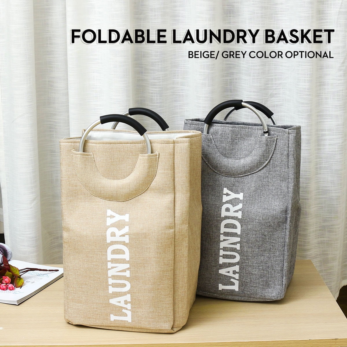 Washing Basket Bag Laundry Hamper w/Round Handles Large ...