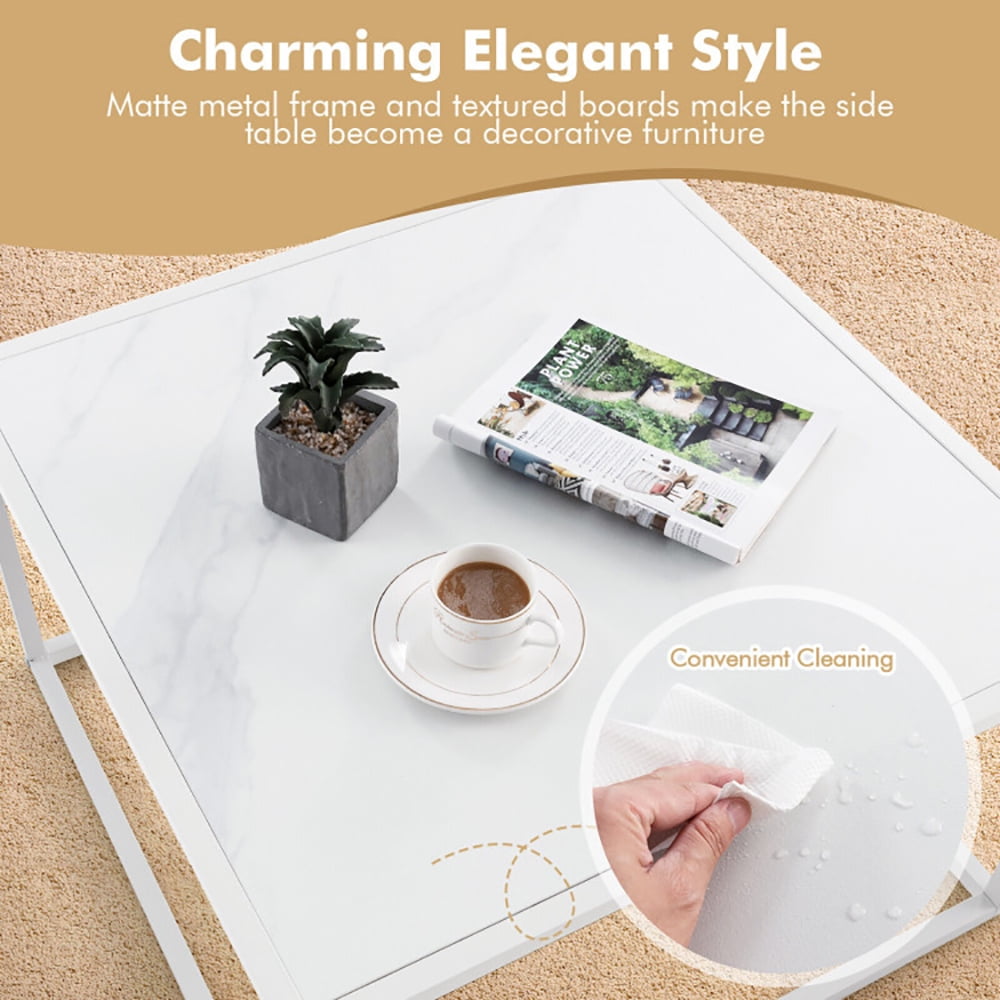 Finihen Glass Coffee Table, Square Coffee Table, Modern Glass Square Coffee Table with Metal Frame, for Living Room, Reception Room, White Finihen Glass Coffee Table, Square Coffee Table, Modern Glass Square Coffee Table with Metal Frame, for Living Room, Reception Room, White
