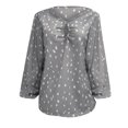 thumbnail image 4 of asdoklhq Blouses for Women Clearance $5,Women's Pullover V-Neck Cross Drawstring Polka Dot Print Puff Sleeve Top, 4 of 5