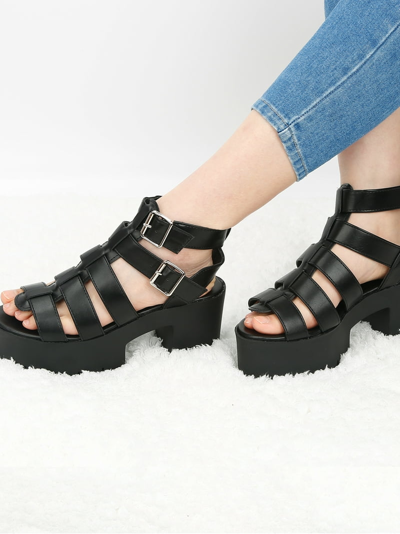 Strappy Platform Sandals Cleated Sandals READYSALTED Women's Open - Main Image
