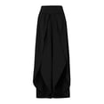 thumbnail image 5 of Miluxas Pantalones De Mujer Cintura Alta Plus Size Clearance Women Fashion Irregular Solid Color High Waisted Vent Waist Retraction Appear Thin Pants Black 10(XL), 5 of 8