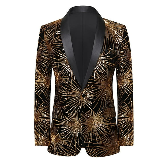 Mens Sport Coat Qiggri Men's Sequin Performance Ceremonial Dress Party Suit Single Breasted Suit Jacket