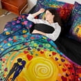 thumbnail image 4 of Feelyou Valentines Day Twin Bedding Sets 7-Piece, Rainbow Swirl Artwork Bedding Comforter Set, Love Heart Tree Plant Reversible Sheet Sets, Super Cozy Room Decor, 4 of 7