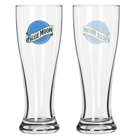 Blue Moon Clear 16oz Pilsner Beer Glass Set of 2 Glasses by
