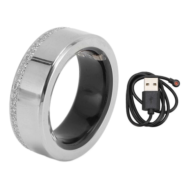 Bluetooth Smart Ring IP68 Waterproof Low Power Consumption Step Counter Fitness Tracker Size 8 (Inner Diameter 21.5mm/0.85in)