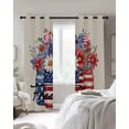 thumbnail image 4 of 4th of July Kitchen Curtains Red Blue Floral Independence Day Rustic Cafe Short Curtains for Bathroom Blackout Window Curtain Grommet Small Window Treatment Drapes for Bedroom Living Room 27.5"x39"x2, 4 of 9
