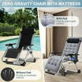 thumbnail image 4 of Zikebtuy Foldable Zero Gravity Chair with Removable Cushion, Support 440lbs for Poolside Beach, Adjustable Patio Reclining Chair with Headrest & Cup Holder, Folding Adult Chair for Indoor Outdoor, 4 of 8