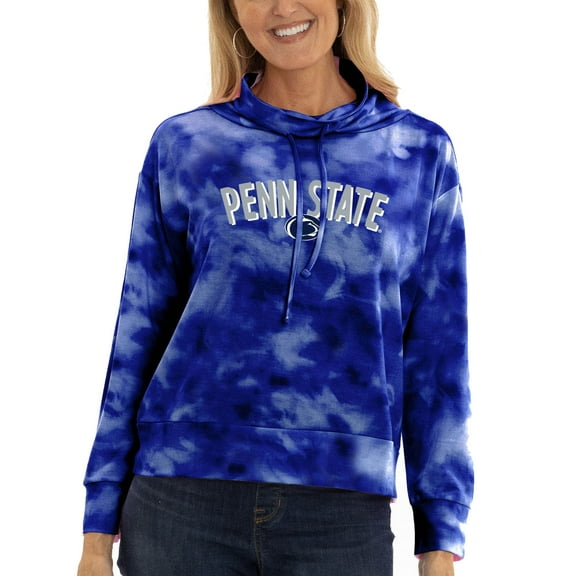 Women's Blue Penn State Nittany Lions Maddie Tie-Dye Tri-Blend Pullover Hoodie