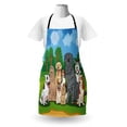 thumbnail image 3 of Dog Lover Apron, Repetitive Park Landscape Colorful Friendly Group of Dogs Animals, Unisex Kitchen Bib with Adjustable Neck for Cooking Gardening, Adult Size, Azure Blue Almond Green, by Ambesonne, 3 of 4