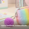 thumbnail image 4 of predolo Estuche de Peluche Arcoíris Gran Capacidad Estuche de Felpa con Pompón Tacto Tacto Agradable Lapicera Peluda Multicolor para Niñas, Adolescentes, 4 of 6