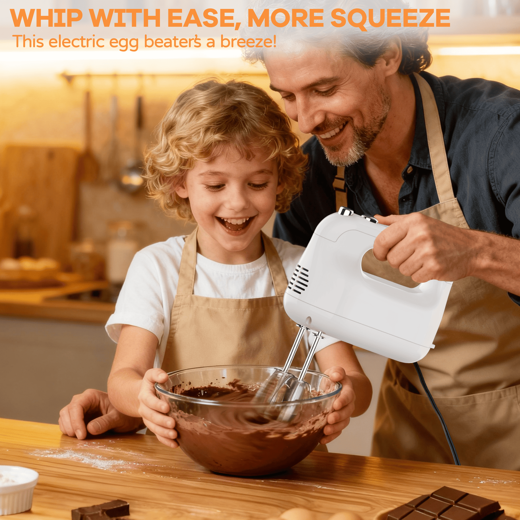 Wnkim Electric Hand Mixer,5-Speed with Stainless Steel Beaters & Dough Hooks