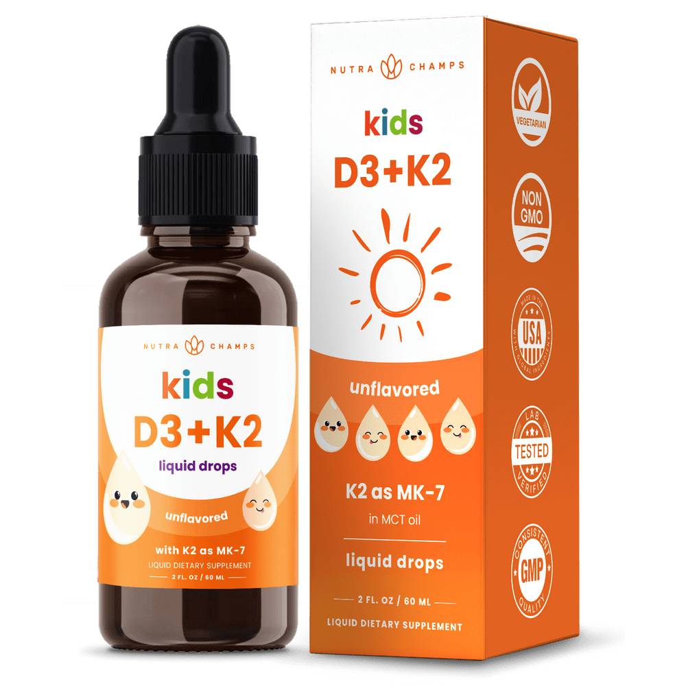 NutraChamps Kids Vitamin D 3 K2 Drops Vitamin D3 & K2 MK7 Liquid
