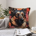 thumbnail image 4 of KLL Colorful Flower German Shepherd Decorative Throw Pillow Covers Velvet Soft for Couch Sofa Bedroom Living Room Outdoor (No pillow core)- 16"x16", 4 of 5