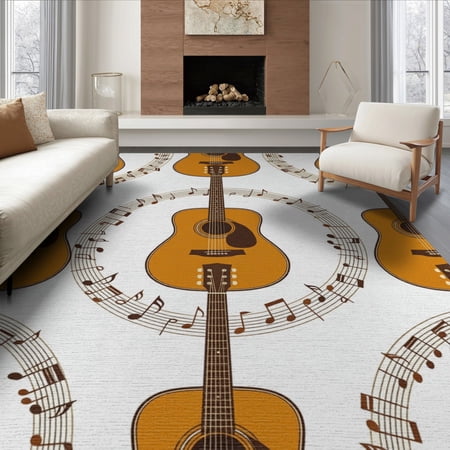 ODIKA Guitar Musical Centerpiece Instrument Showcasing Acoustic Print Foldable Easy Care for King Size Bedroom Master Suite Under Bed