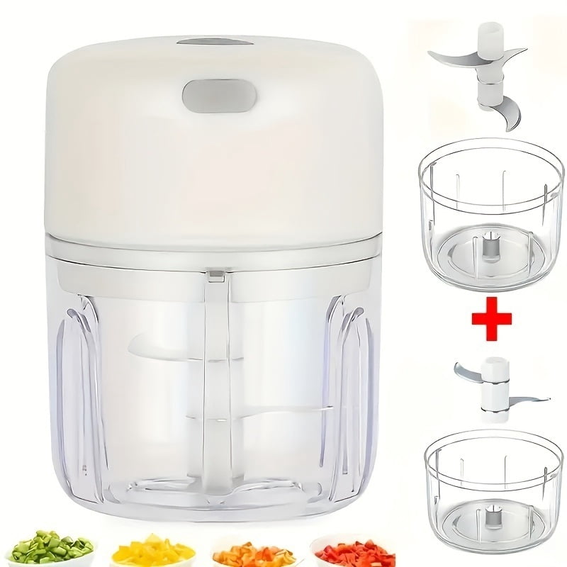Portable electric food processor - 280ml rechargeable garlic chopper, suitable for processing garlic, ginger, onions, nuts, peppers, onions, minced meat and other foods