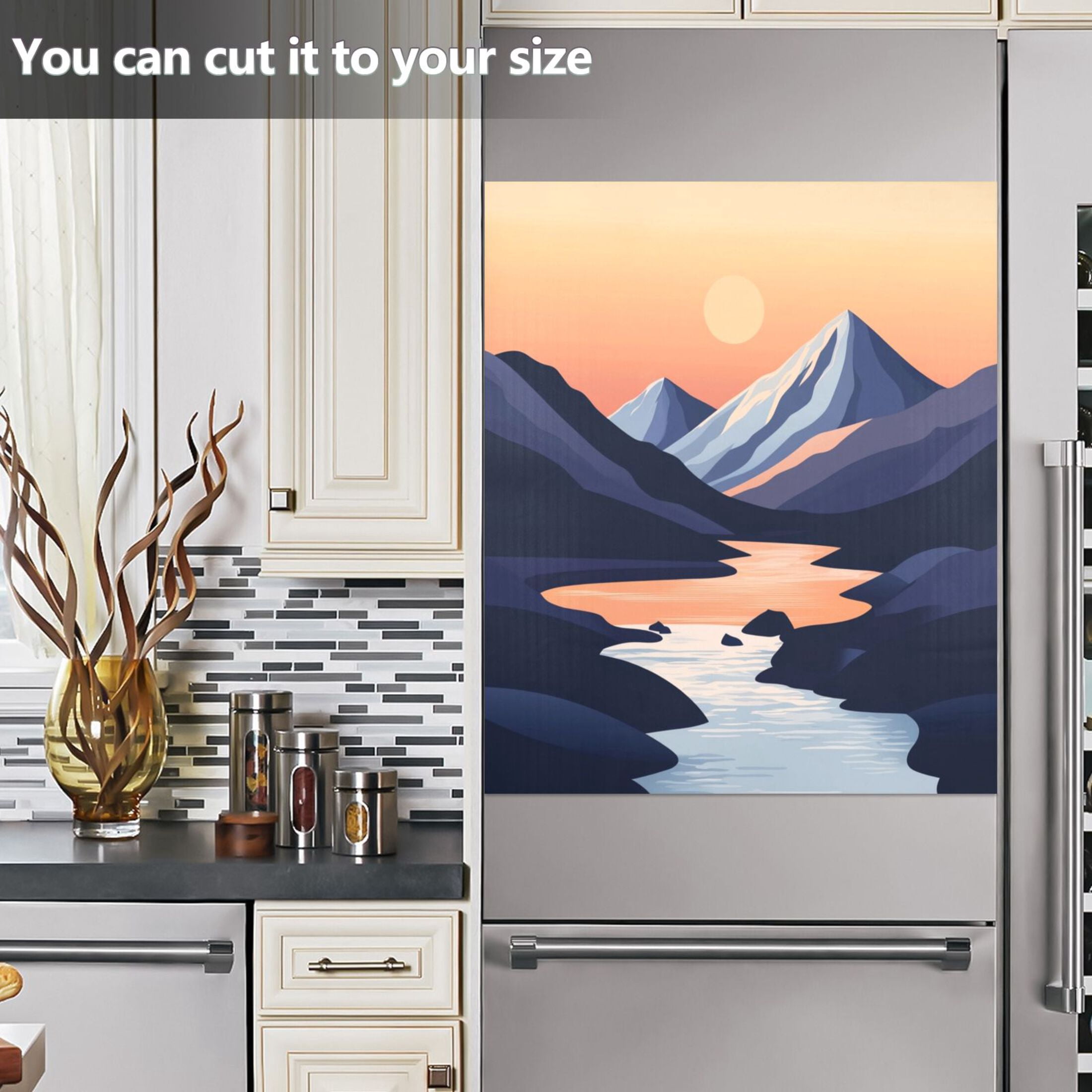 Dishwasher Magnetic Sticker 23x26 Inch Refrigerator Magnetic Sticker Washing Machine Magnetic Sticker Kitchen Panel Magnetic Sticker Home Decor Beautiful River Sunset