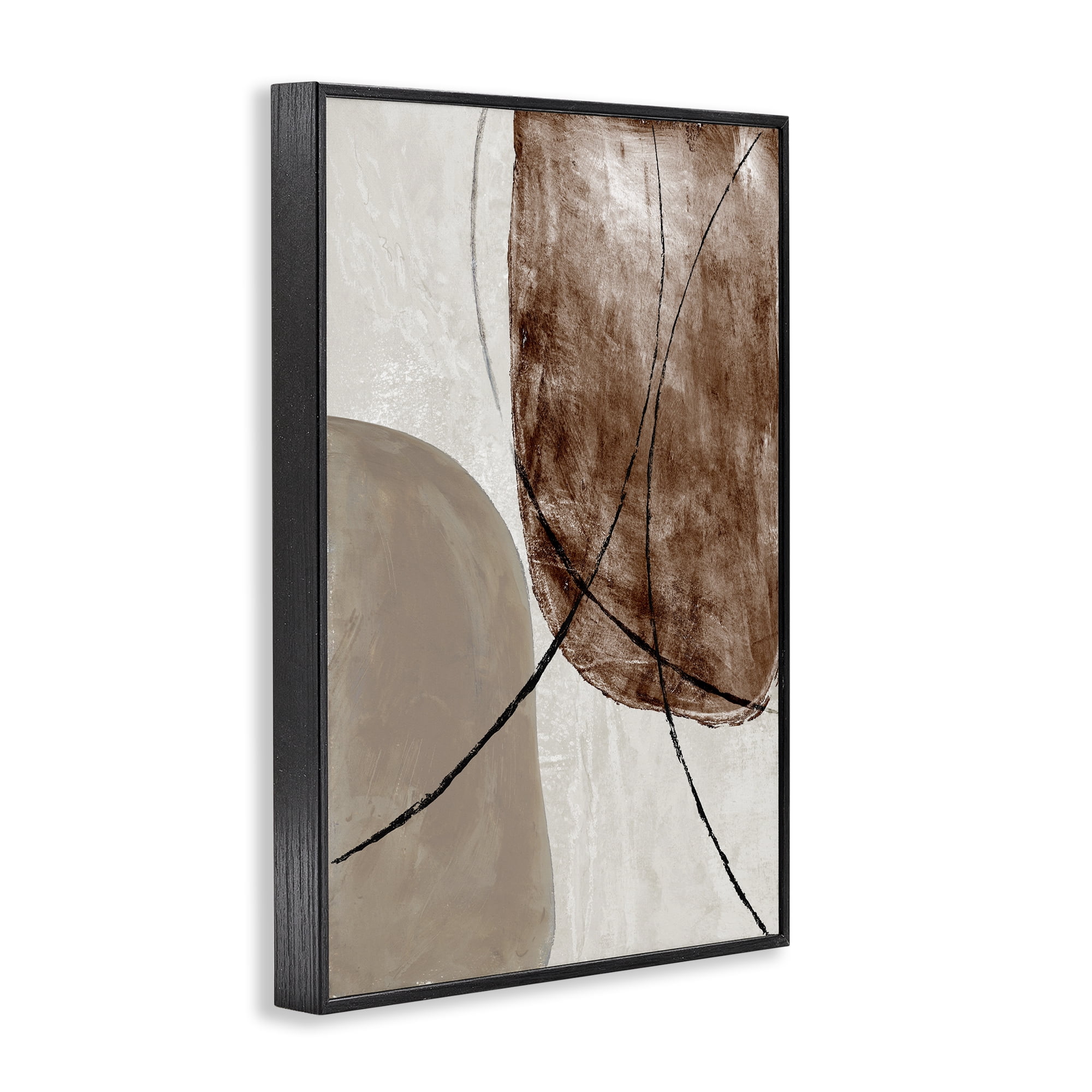 Stupell Industries Taupe & Brown Abstract Black Framed Giclee Art, design by Merri Pattinian
