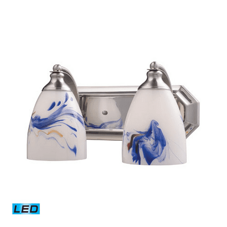 

Bath Lighting 2 Light LED With Satin Nickel Finish Mountain Glass 14 inch 27 Watts - World of Lamp
