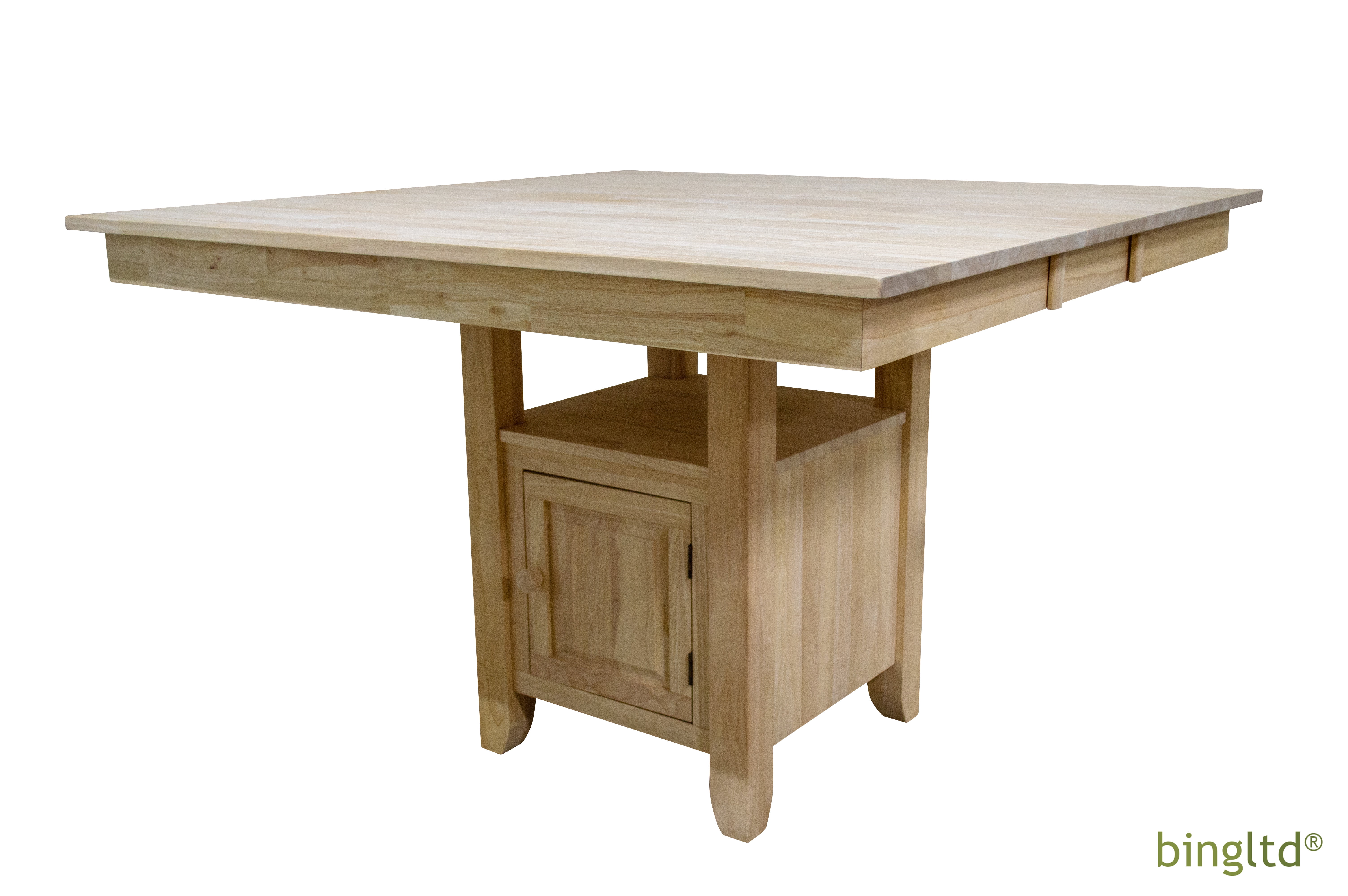 Unfinished Solid Hardwood Six-Seater Dining Table with Storage Base
