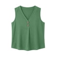 thumbnail image 6 of Uootdi Women's Tank Tops V Neck Sleeveless Button Decor Crinkled Tops Casual Loose Fit Breathable Camisoles Gift, 6 of 7