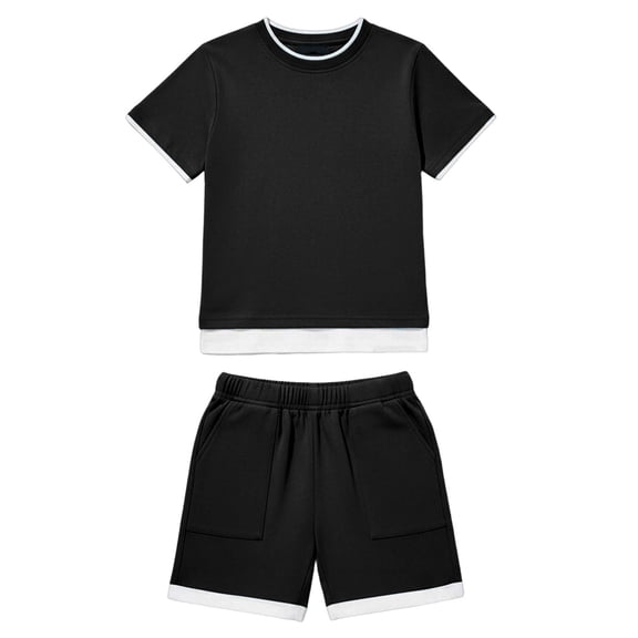 Tiijoy Toddler Boys Casual Outfits Kids Loose Short Sleeve T-Shirt Shorts Set, Sizes 4-5