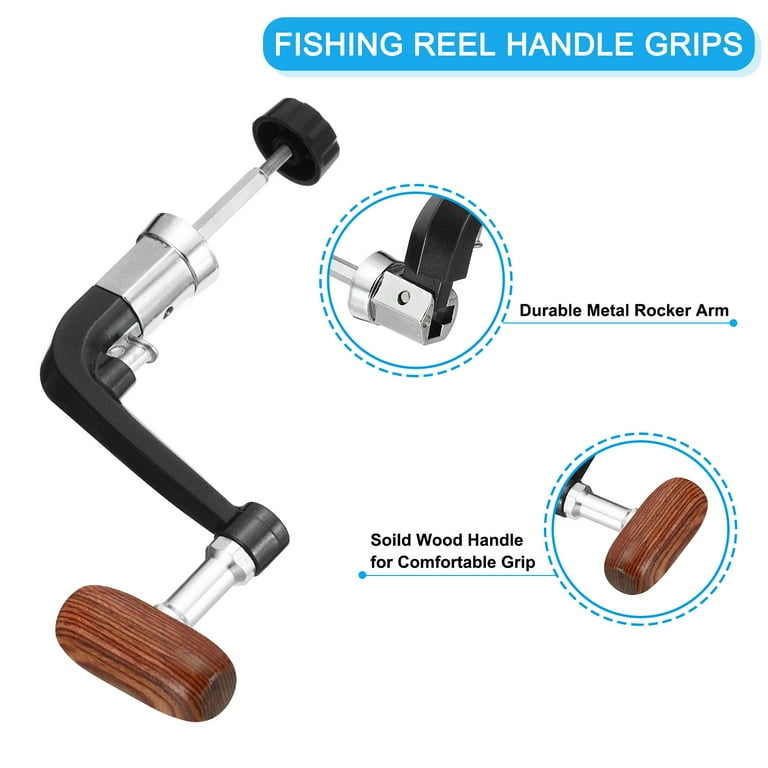 crank handles for fishing reels Fishing Reel Handle Replacement Crank Rock Arm Rotary Knob Wood Grip 2 Pack, Fits 5000-7000 Series Reel, Size: 80 mm, Black