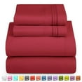 thumbnail image 2 of 1800 Thread Count 4 Piece Deep Pocket Egyptian Comfort Bedroom Bedding Sheet Set King Size Burgundy Red Colour, 2 of 6
