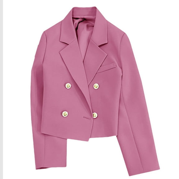 Usmixi 2023 Winter Womens Blazer Jackets Womens Suit Coats Business Laple Double-Breasted Office Blazer Jackets Casual Solid Lightweight Plus Size Long Sleeve Outerwear Tops Up to 65% off