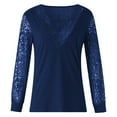 thumbnail image 4 of Womens Lace Splcing Tops Deep V Neck Hollow Out Long Sleeve Tunic Shirts Solid Color Casual Loose Plus Size Blouses(4X-Large,Navy), 4 of 4