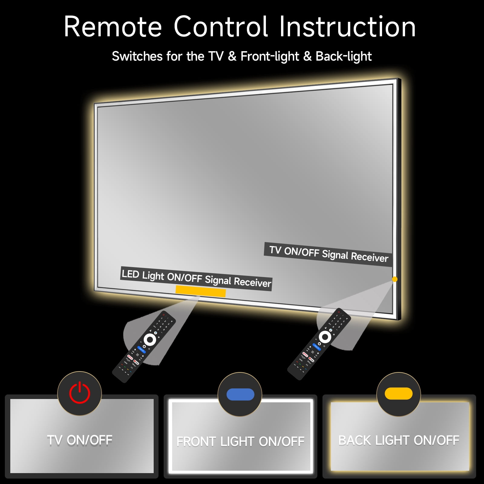 Soulaca 43 inches LED Light Mirror Smart TV 4K Screen Decoration Makeup TV Atsc Goog-le System Voice Control Built-in Atsc Dtv Tuner