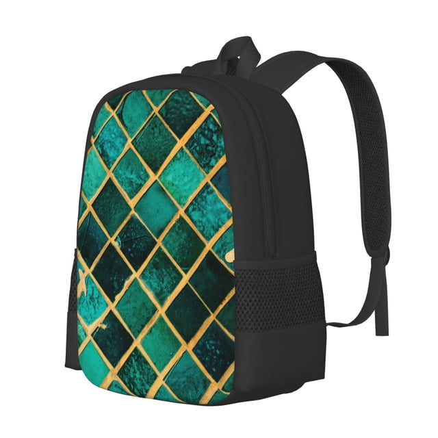 Disketp Green Mosaic Glass Mochila Minimalista de Gran Capacidad, Mochila de Viaje para Escuela, Trabajo o Uso Diario