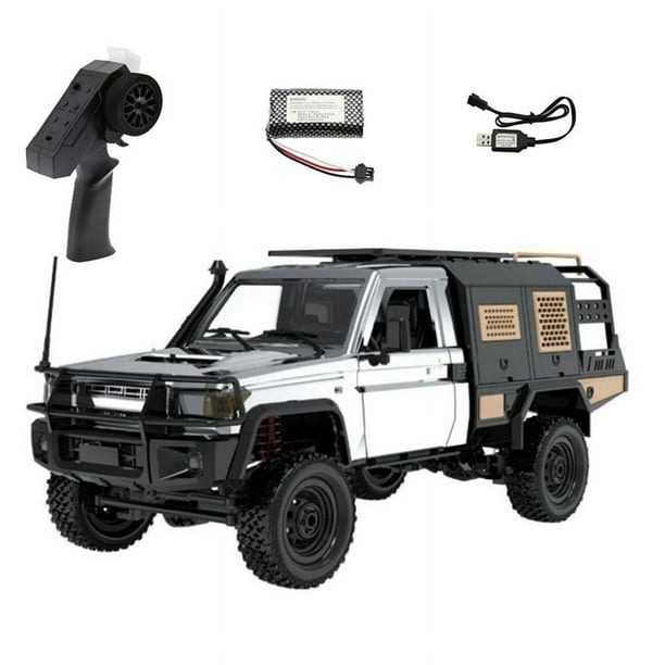 Camioneta Corta A Escala de 2,4 G, 4WD, Coche de Escalada RC, Coche de Juguete con Control Remoto para MN MODELO MN82S 1:12 Plateado