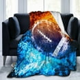 thumbnail image 5 of Yibo Red and Blue Fire with Football Gift for Girls Women Flannel Fleece Fuzzy Blankets Soft Warm Cozy for Bed Sofa Living Room for Kids, 5 of 7