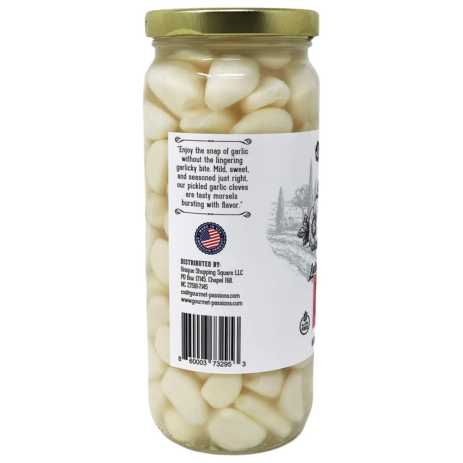Lara’s Pickled Crunchy Garlic Cloves in Jar (4 Pack, 16 oz each)