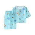 thumbnail image 1 of Ensembles de Tenues d'Été pour Enfants, Ensembles de Tenues pour Filles et Garçons, Mode Décontractée Manches Courtes Col Rond Pantalon Court Imprimé Bouton, 1 of 3