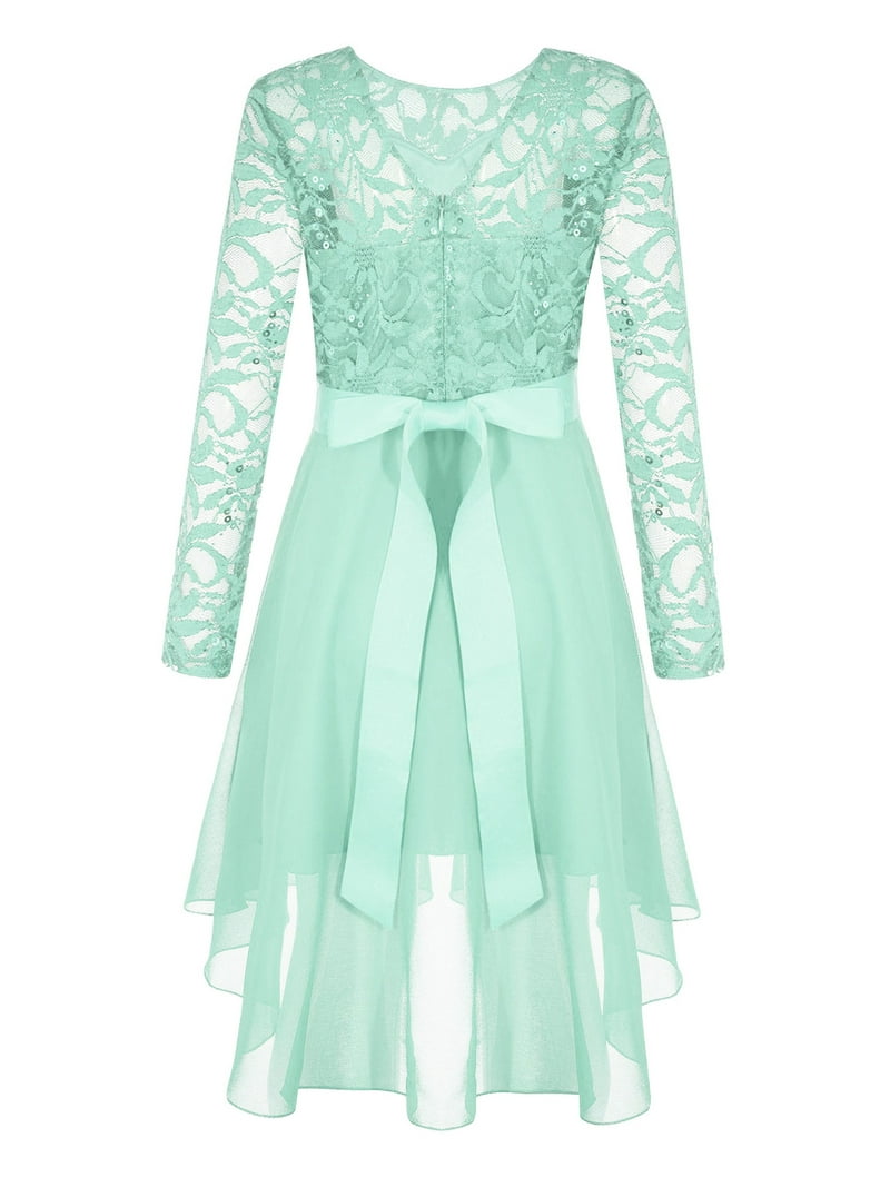 sachin and babi light blue dress TTAO Girls Long Sleeve Floral Lace Wedding Party Formal Flower Dress Kids  Special Occasion Dresses Mint Green 14