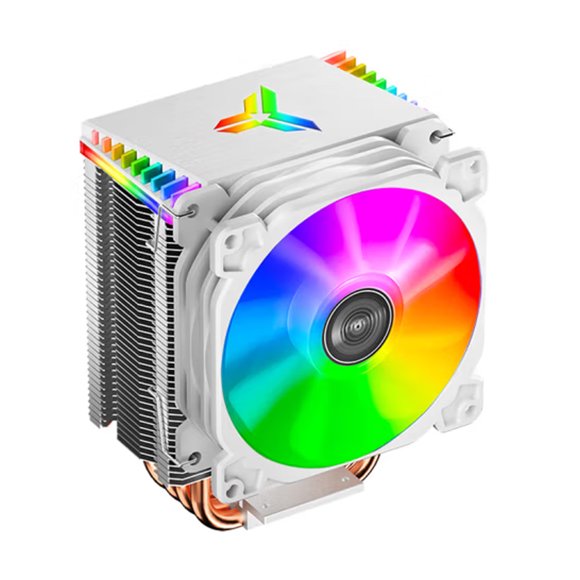 JONSBO CR-1400 Aura White CPU Cooler with 4×6mm Copper Heat Pipes, 5V 3PIN ARGB Sync, PWM 4Pin Fan (900-2300RPM), Removable Blades, All-Metal Fasteners, Supports Intel LGA1700/1200/115X & AMD AM4,