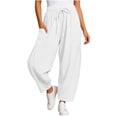 thumbnail image 4 of Tumotour Athletic Workout Running Pants for Women Elastic Waist Drawstring Wide-Leg Pants Slacks Summer Beach Trousers with Pocket, 4 of 7