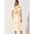thumbnail image 3 of DARING DIVA Satin Cowl Neck Cap Sleeve Backless Split Midi Dress L Champagne, 3 of 6