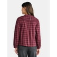thumbnail image 3 of Time and Tru Women's Ruched Yoke Blouse with Long Sleeves, Sizes XS-XXXL, 3 of 5