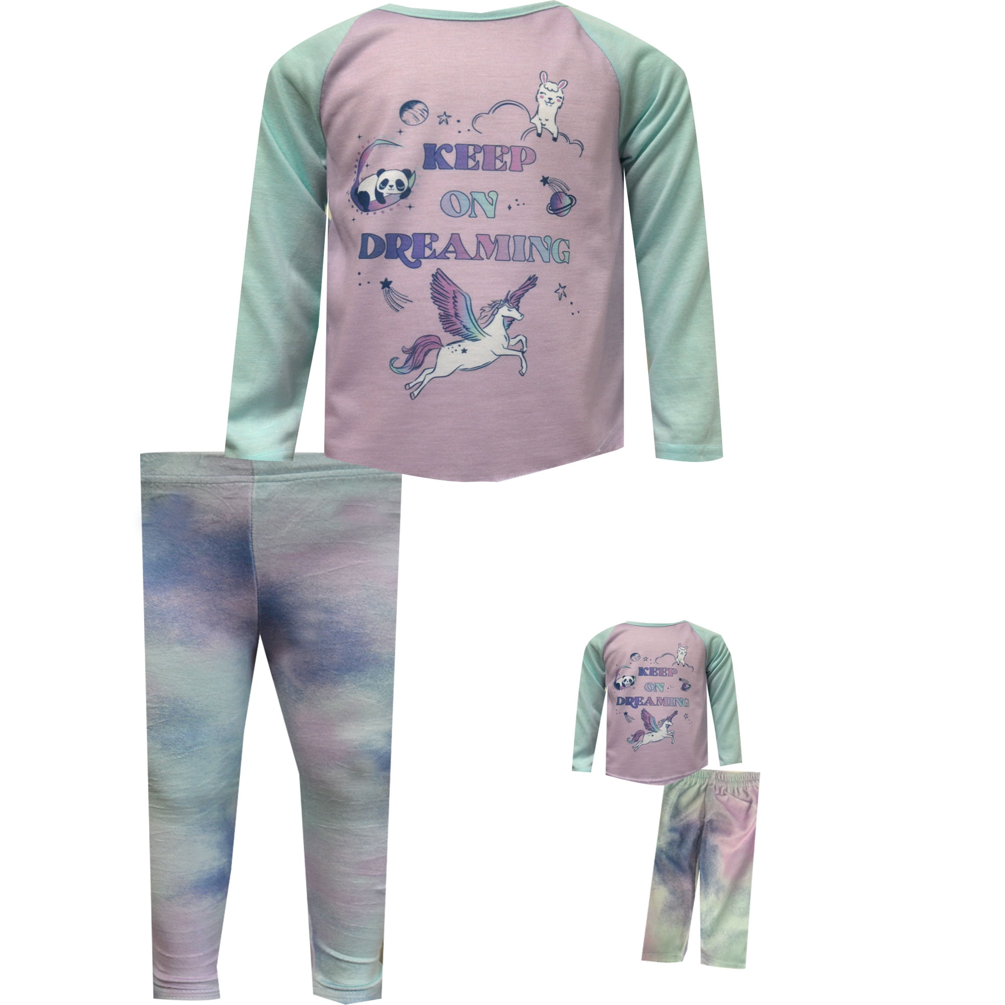 Komar Kids Girls Keep on Dreaming Panda Llama Pegasus Pajama with Matching Doll Pajama 10