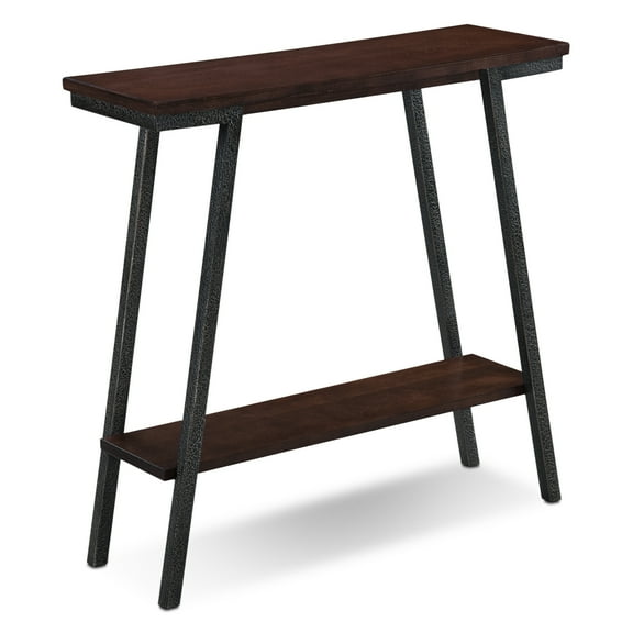 Leick Home Empiria 30" Wood and Metal Hall Console Table with Shelf, Walnut/Bronze
