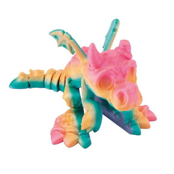 Fun Express 5" 3D-Printed Rainbow Plastic Fossil Dragons - 6 Pieces