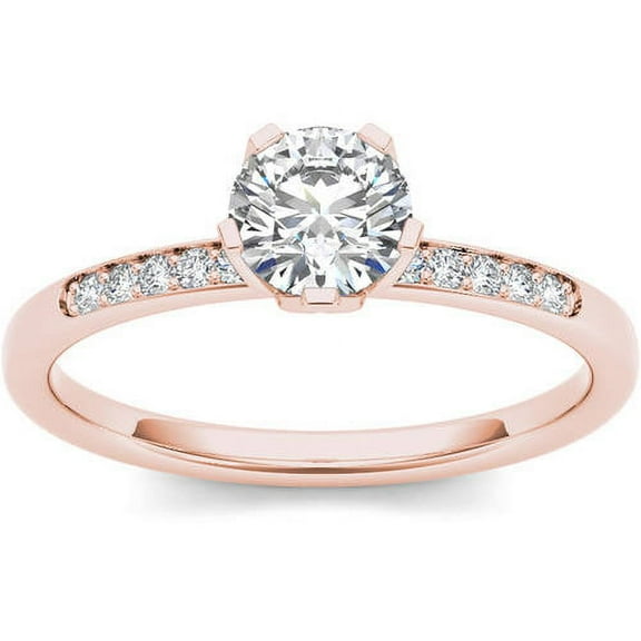 1/2 Carat T.W. Diamond Classic 14kt Rose Gold Engagement Ring