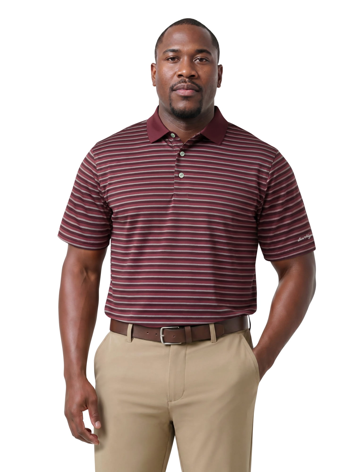 Ben Hogan Performance Men’s & Big Men's Herringbone Stripe Short Sleeve Golf Polo Shirt, Sizes S-4XLT