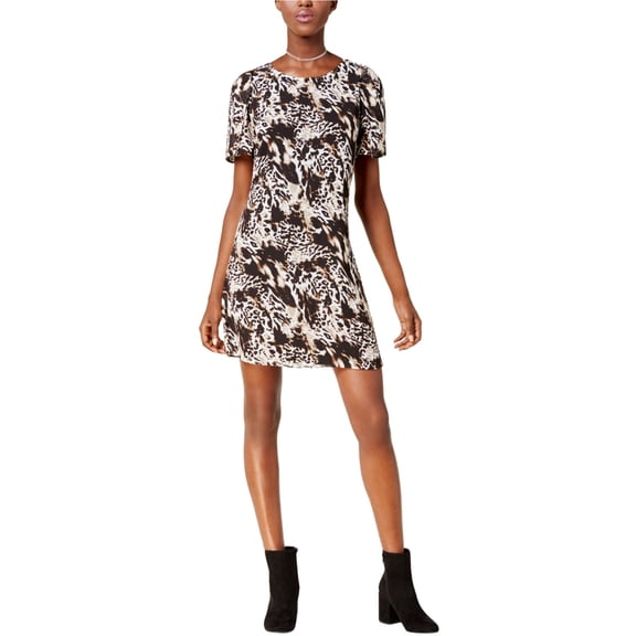 Kensie Womens Animal Print Sheath A-line Dress, Brown, Medium