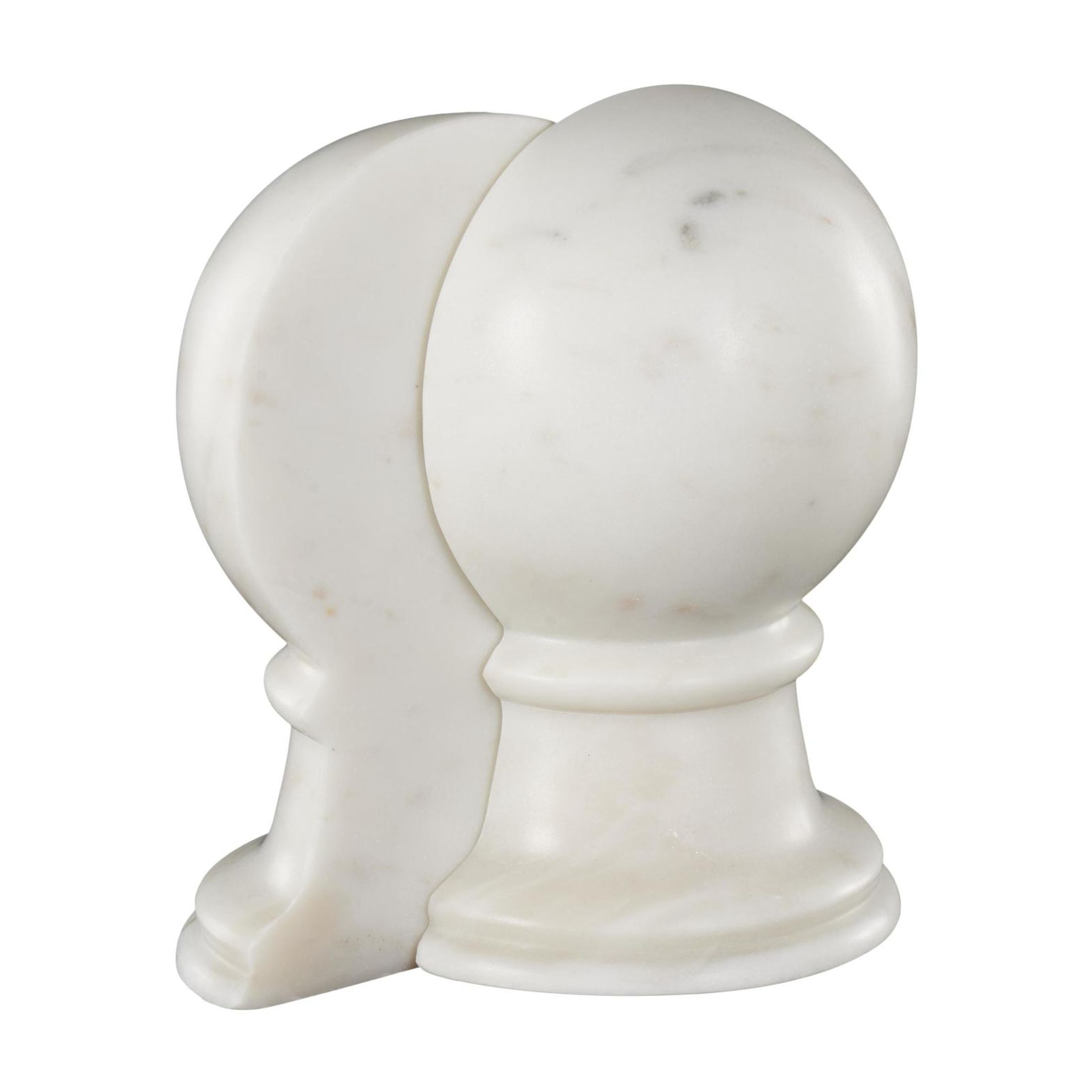 DecMode 2" Sleek Orb Globe White Marble Bookends (Set of 2)