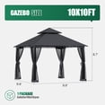 thumbnail image 5 of LazySunsets 10'x 10' Patio Gazebo Double Roof Protection All-Weather Outdoor Shelter Features Insect Screens for Backyard, Lawn, (Gray), 5 of 9