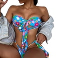 thumbnail image 2 of Neinkie 2Pcs/Set Women's Halter Bikini Set Bandeau High Leg Ribbed Two Piece Bathing Suit, 2 of 7