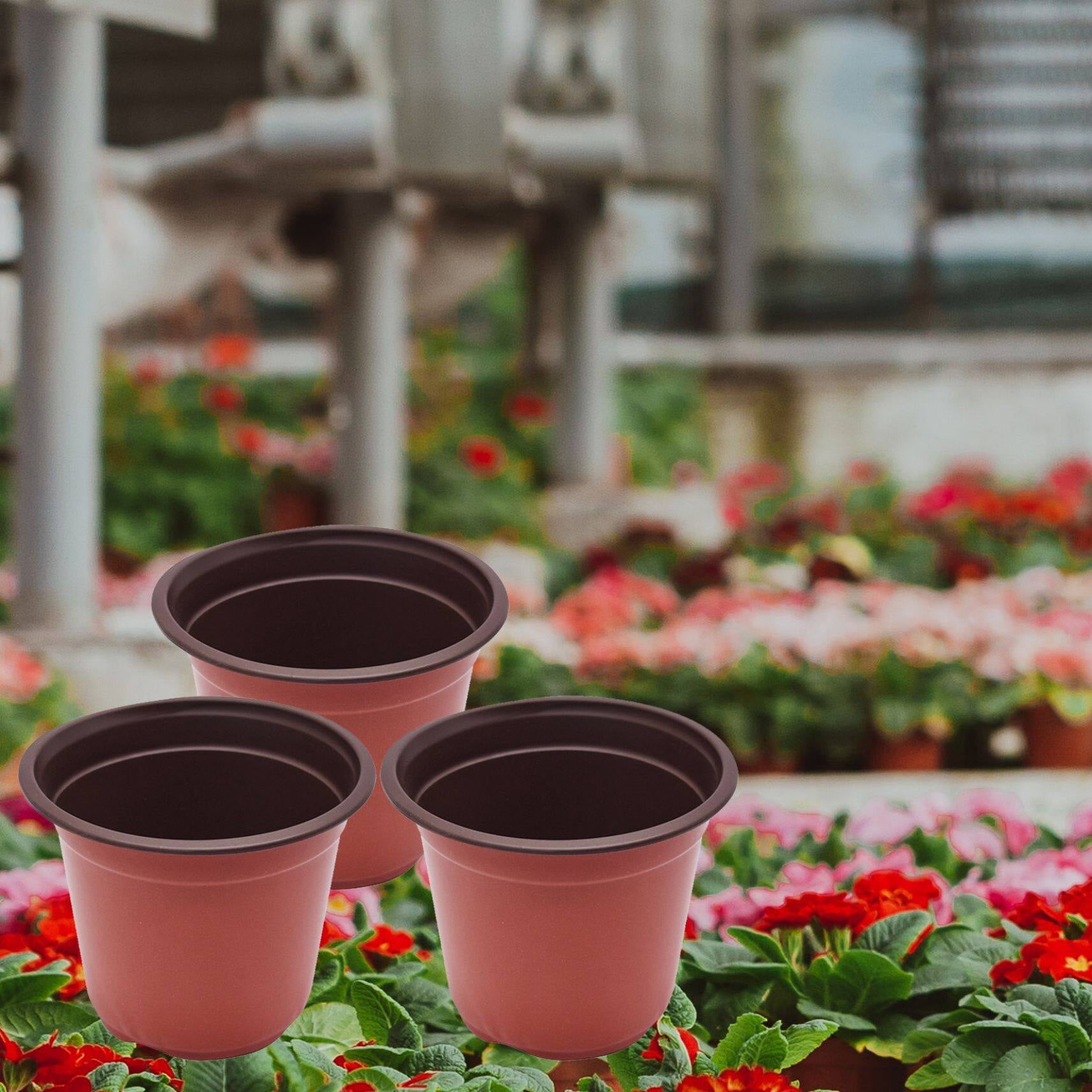 100Pcs Nursery Seedlings Pots, Plastic Planting Flowerpots Gardening Pot Cups Seed Starting Flower Containers for Succulents, Brick Red